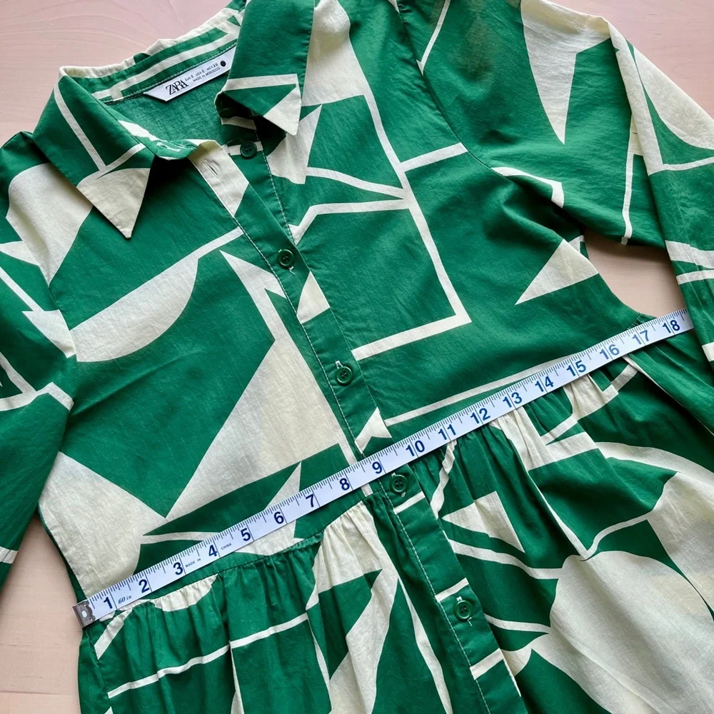 Zara green and white dress - Picture 9 of 11